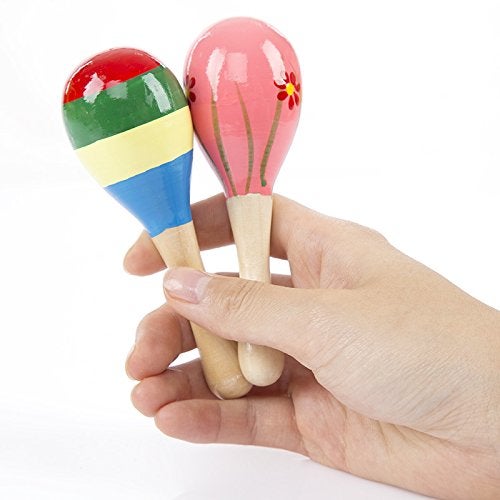 Islmlisa Mini Wooden Maracas Rattles Egg Shaker Kids Musical Party Favor Kid Baby Shaker Sand Hammer Toy (Random Color Pattern) - Image 2